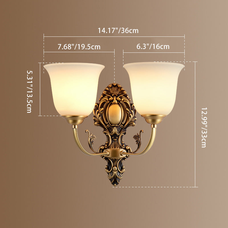 French Cup Copper Glass 1/2-Light Wall Sconce Lamp