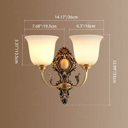 French Cup Copper Glass 1/2-Light Wall Sconce Lamp