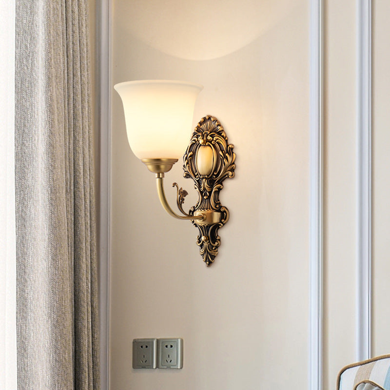 French Cup Copper Glass 1/2-Light Wall Sconce Lamp