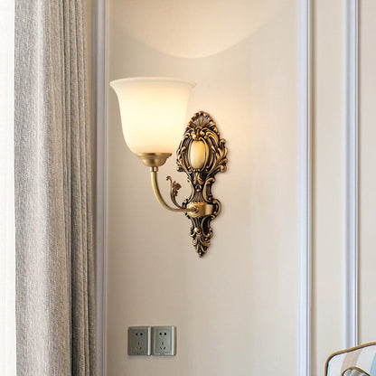 French Cup Copper Glass 1/2-Light Wall Sconce Lamp