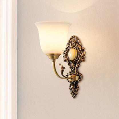 French Cup Copper Glass 1/2-Light Wall Sconce Lamp