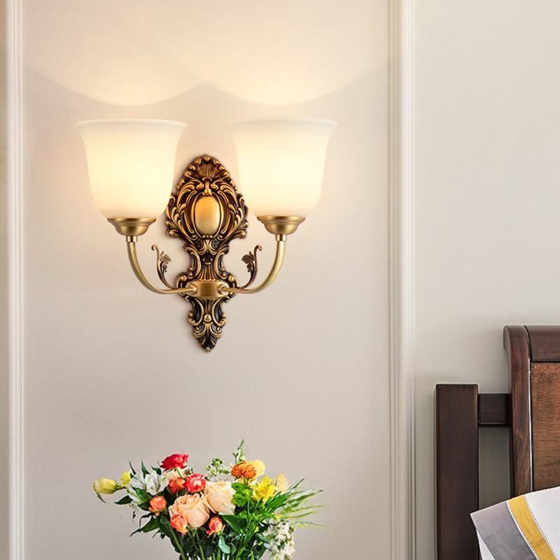French Cup Copper Glass 1/2-Light Wall Sconce Lamp