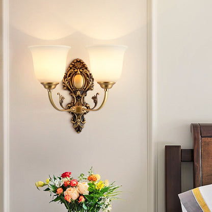 French Cup Copper Glass 1/2-Light Wall Sconce Lamp