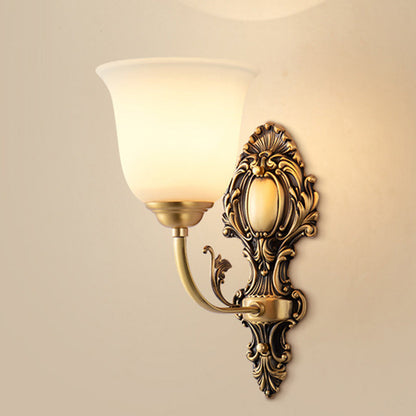 French Cup Copper Glass 1/2-Light Wall Sconce Lamp