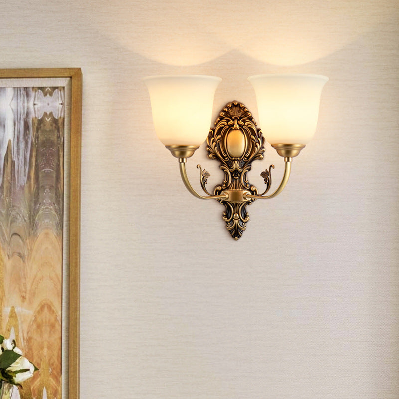 French Cup Copper Glass 1/2-Light Wall Sconce Lamp