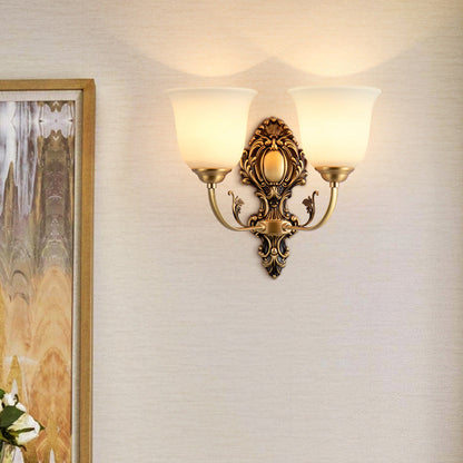 French Cup Copper Glass 1/2-Light Wall Sconce Lamp
