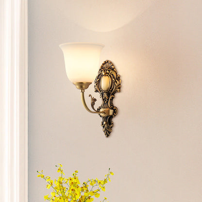 French Cup Copper Glass 1/2-Light Wall Sconce Lamp