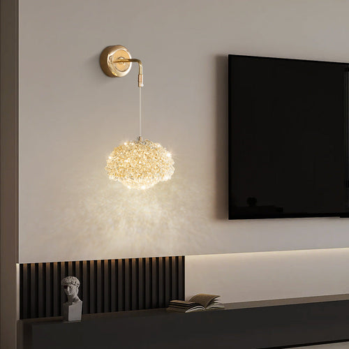 Luxury Oval Aluminum Crystal 1-Light Wall Sconce Lamp