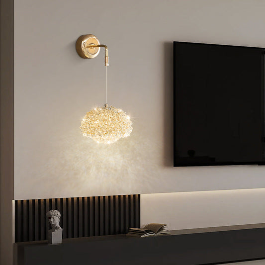 Luxury Oval Aluminum Crystal 1-Light Wall Sconce Lamp