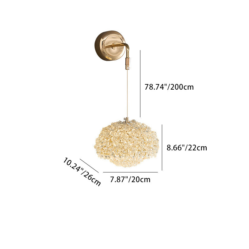 Luxury Oval Aluminum Crystal 1-Light Wall Sconce Lamp