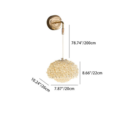 Luxury Oval Aluminum Crystal 1-Light Wall Sconce Lamp