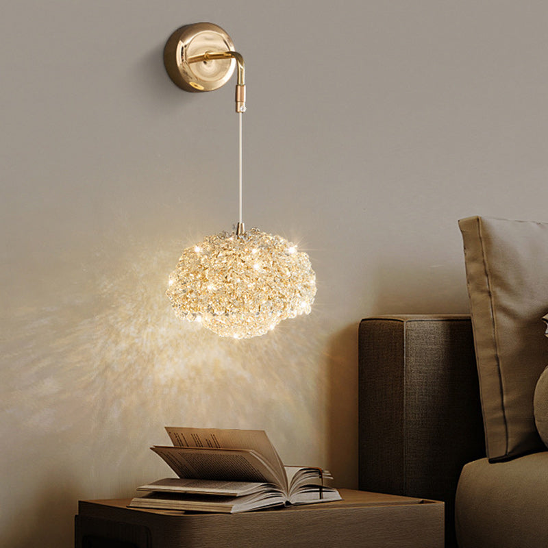 Luxury Oval Aluminum Crystal 1-Light Wall Sconce Lamp