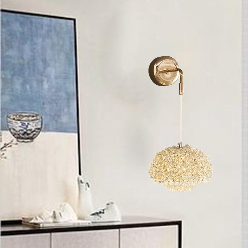 Luxury Oval Aluminum Crystal 1-Light Wall Sconce Lamp