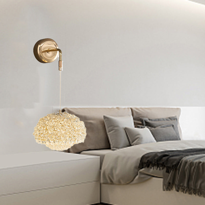 Luxury Oval Aluminum Crystal 1-Light Wall Sconce Lamp