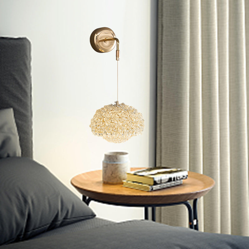 Luxury Oval Aluminum Crystal 1-Light Wall Sconce Lamp