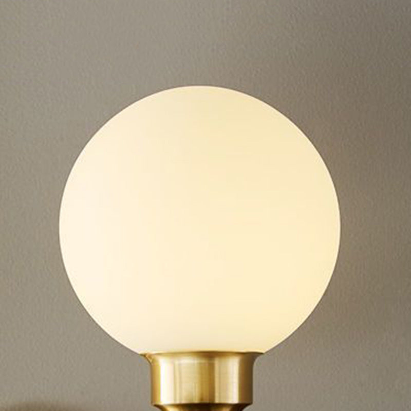 French Globe Copper Wood Glass 1/2-Light Wall Sconce Lamp