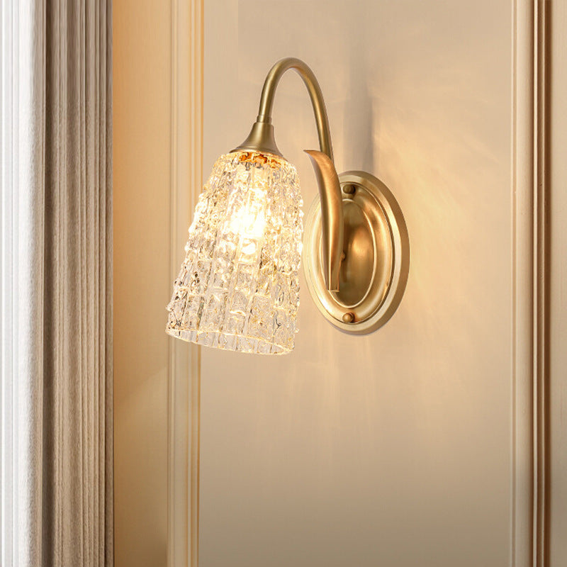 Luxury Column Copper Glass 1/2-Light Wall Sconce Lamp