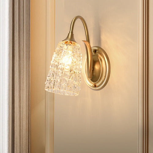 Luxury Column Copper Glass 1/2-Light Wall Sconce Lamp