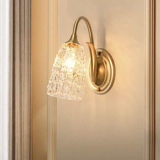 Luxury Column Copper Glass 1/2-Light Wall Sconce Lamp