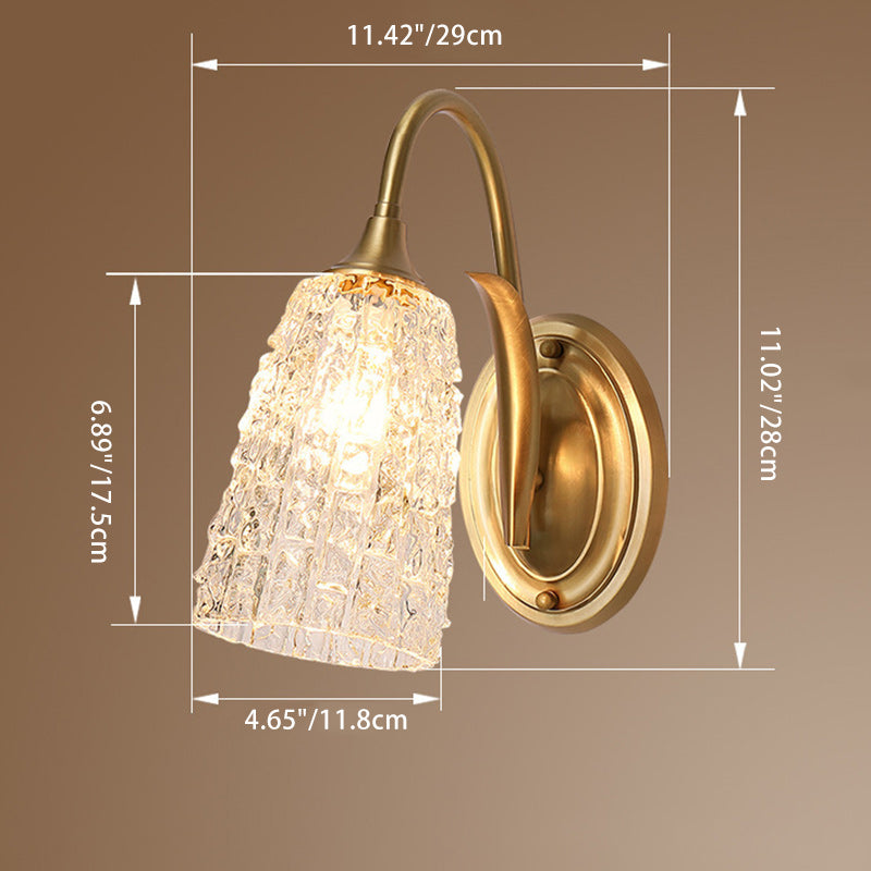 Luxury Column Copper Glass 1/2-Light Wall Sconce Lamp