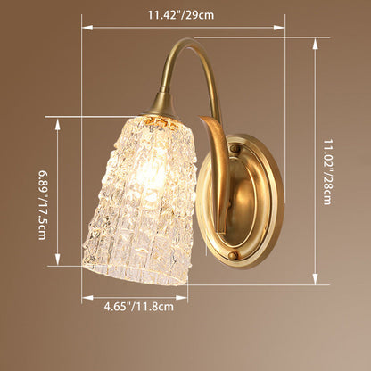 Luxury Column Copper Glass 1/2-Light Wall Sconce Lamp