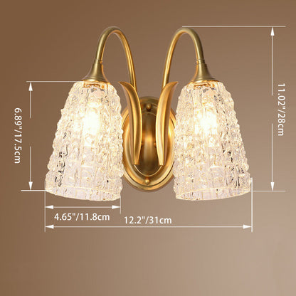 Luxury Column Copper Glass 1/2-Light Wall Sconce Lamp