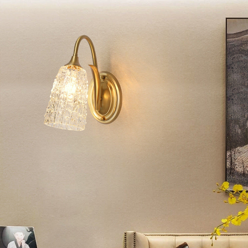 Luxury Column Copper Glass 1/2-Light Wall Sconce Lamp