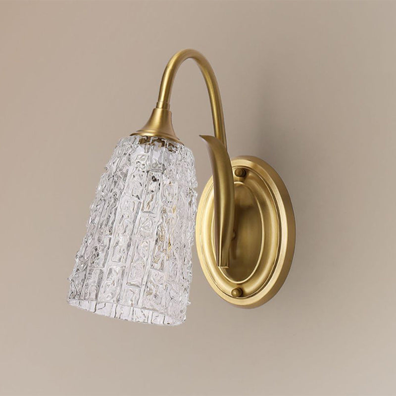 Luxury Column Copper Glass 1/2-Light Wall Sconce Lamp