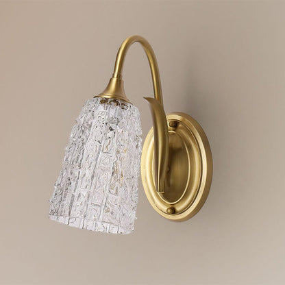 Luxury Column Copper Glass 1/2-Light Wall Sconce Lamp