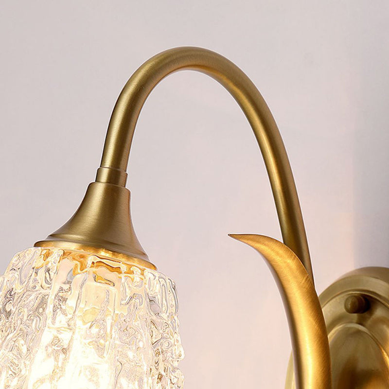 Luxury Column Copper Glass 1/2-Light Wall Sconce Lamp