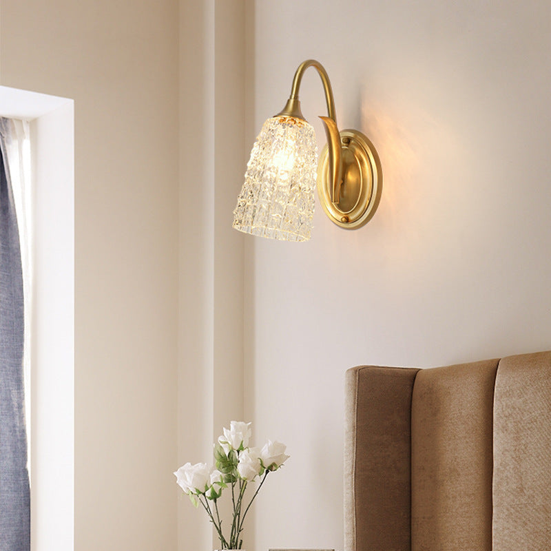 Luxury Column Copper Glass 1/2-Light Wall Sconce Lamp