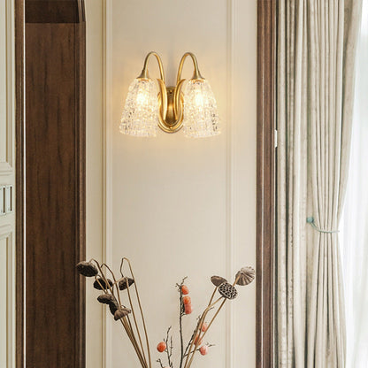 Luxury Column Copper Glass 1/2-Light Wall Sconce Lamp
