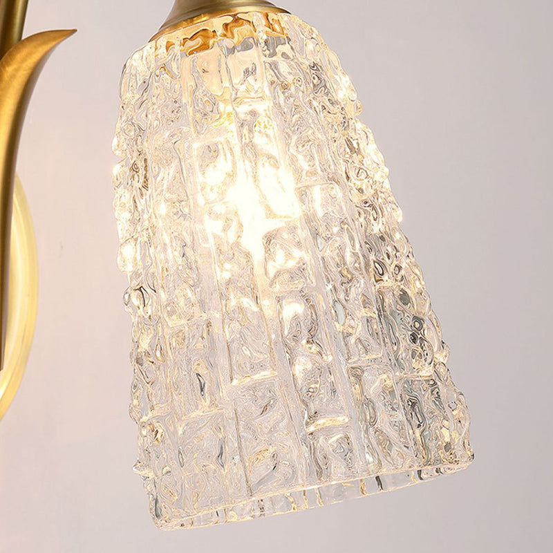 Luxury Column Copper Glass 1/2-Light Wall Sconce Lamp