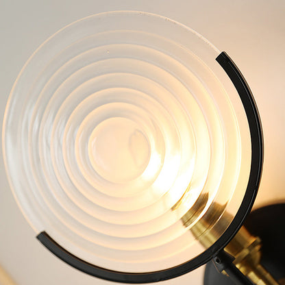 French Round Iron Glass 1-Light Wall Sconce Lamp