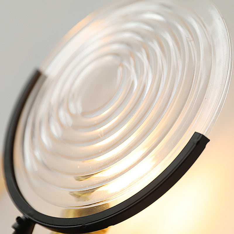 French Round Iron Glass 1-Light Wall Sconce Lamp
