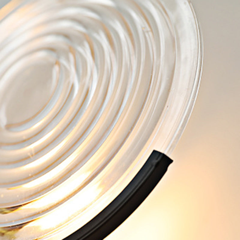 French Round Iron Glass 1-Light Wall Sconce Lamp