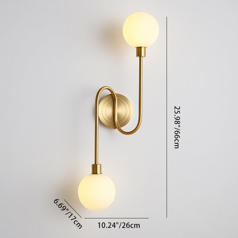 French Globe Iron Glass 2-Light Wall Sconce Lamp