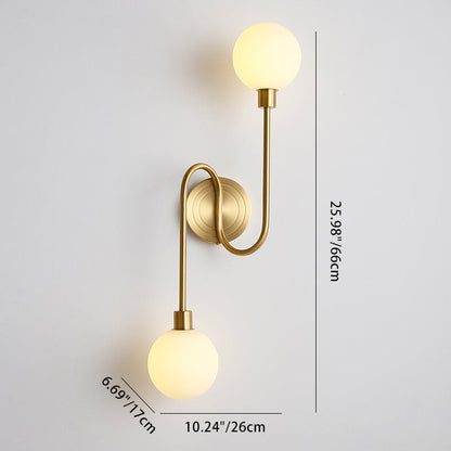 French Globe Iron Glass 2-Light Wall Sconce Lamp