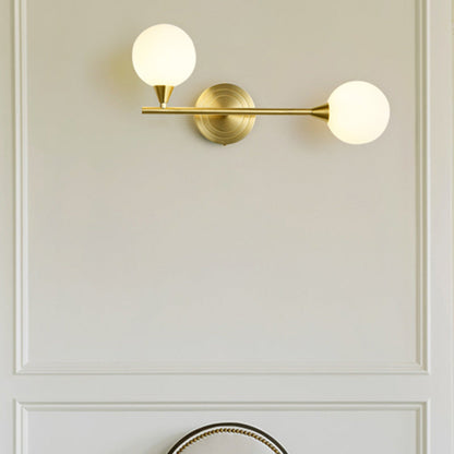 French Globe Iron Glass 2-Light Wall Sconce Lamp