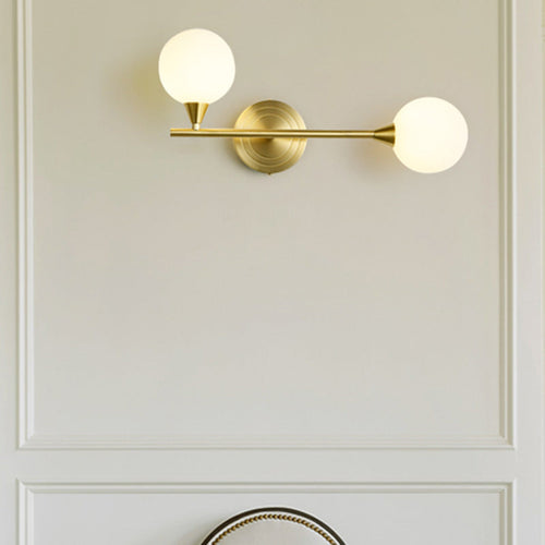 French Globe Iron Glass 2-Light Wall Sconce Lamp