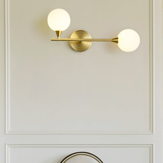 French Globe Iron Glass 2-Light Wall Sconce Lamp