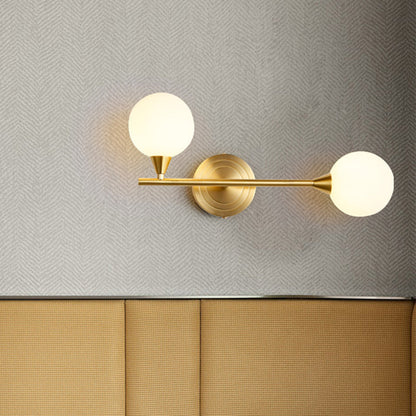 French Globe Iron Glass 2-Light Wall Sconce Lamp