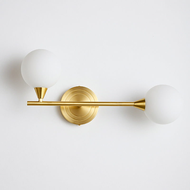 French Globe Iron Glass 2-Light Wall Sconce Lamp