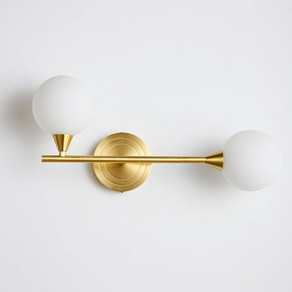 French Globe Iron Glass 2-Light Wall Sconce Lamp
