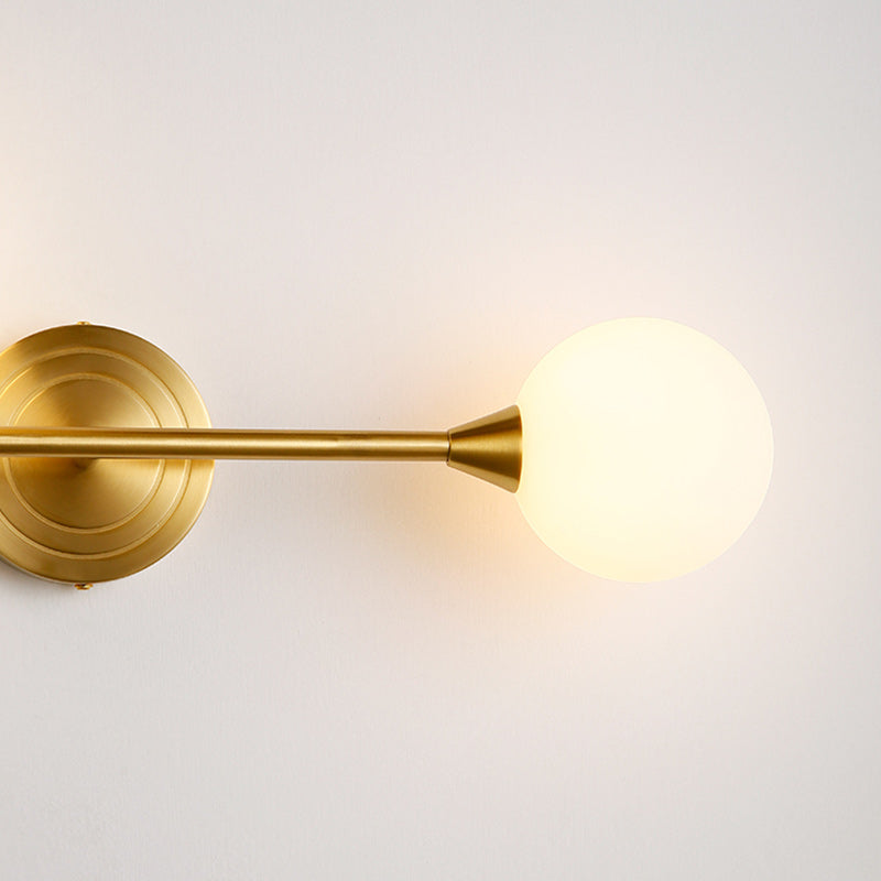 French Globe Iron Glass 2-Light Wall Sconce Lamp