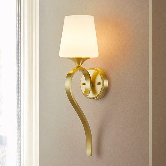 Luxury Drum Copper Glass 1-Light Wall Sconce Lamp