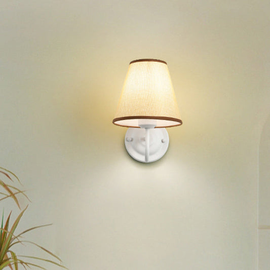 French Drum Iron Fabric Glass 1-Light Wall Sconce Lamp