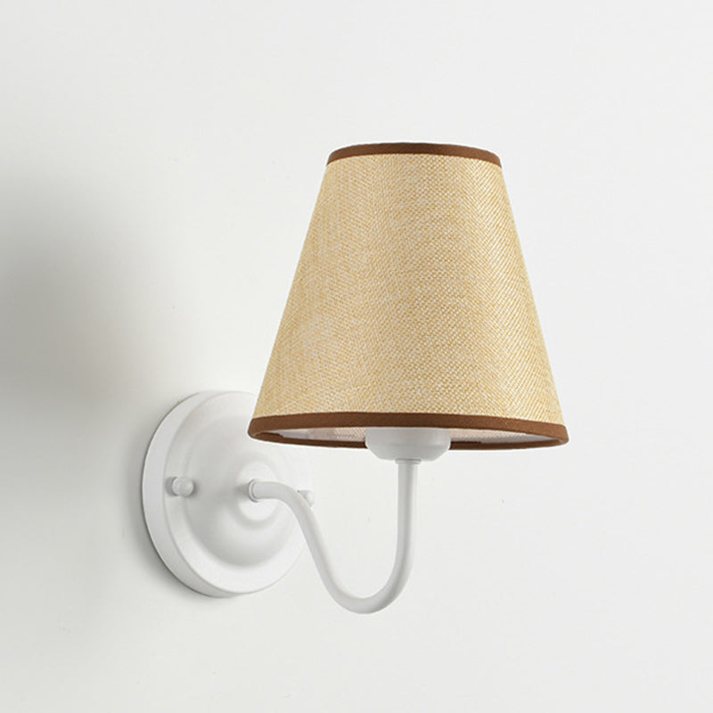 French Drum Iron Fabric Glass 1-Light Wall Sconce Lamp
