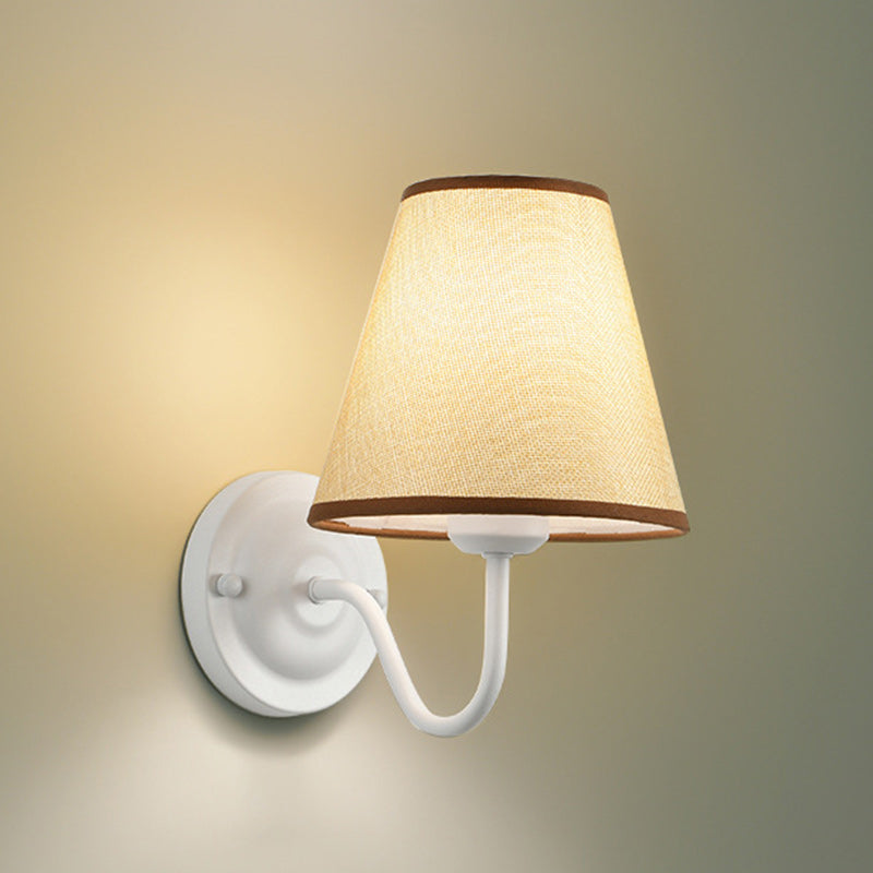 French Drum Iron Fabric Glass 1-Light Wall Sconce Lamp