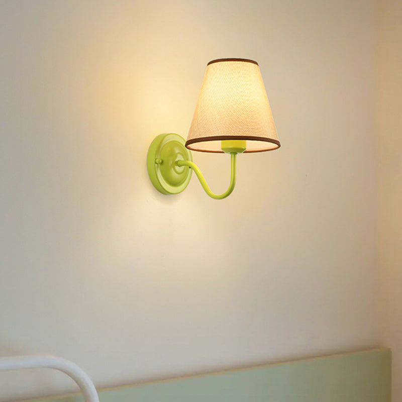 French Drum Iron Fabric Glass 1-Light Wall Sconce Lamp